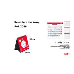 Kalendarz 2026 biurkowy 14x15cm czerwony