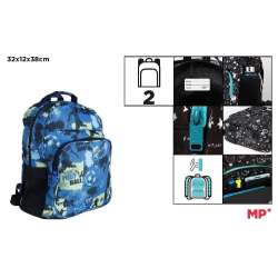 Plecak dwukomorowy Football niebieski 32x12x38cm
