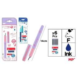 Pióro na naboje + wkłady niebieskie MIX - 1