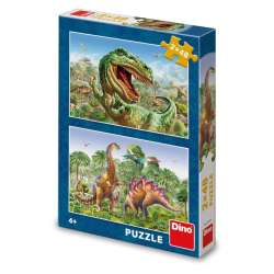Puzzle 2x48 Walczące Dinozaury