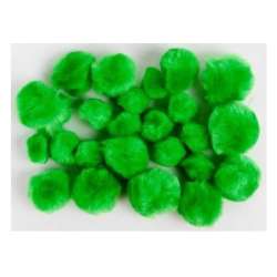 Pompony akrylowe zielone MIX rozmiarów - 1