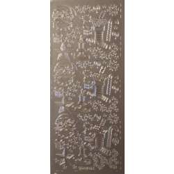 Stiker ażurowy 10x23cm srebrny