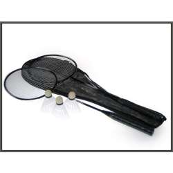 Badminton w pokrowcu, metalowe rakietki +2 lotki (720098) - 1