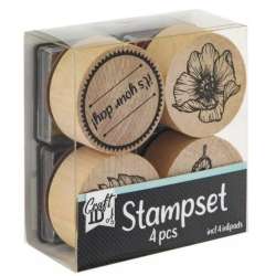 Drewniany zestaw stempli 4szt blue
