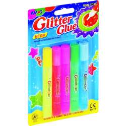 Klej Glitter Glue neonowy 5 kolorów blister AMOS