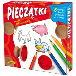 ADAMIGO PIECZĄTKI -6 DREWN.STEMPLI ZWIERZĄT +KREDKI (6144) - 1