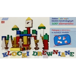 KLOCKI DREWN KOLOR 100el W WIADERKU DUŻYM - 4