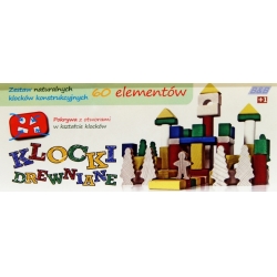 KLOCKI DREWN NATURALNE 60el. W WIADERKU MAŁYM - 3