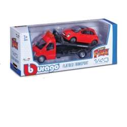 Bburago 1:43 Laweta z autem osobowym -zestaw czerwony - 1