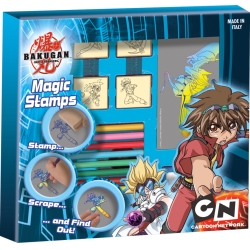 PIECZĄTKI W PUDEŁKU BAKUGAN -5 PIECZ, 8 FLAMAST, ZMYWALN (043-12857) - 1