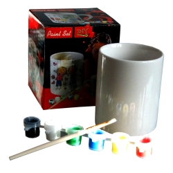 CERAMICZNY KUBEK DO POMALOWANIA -6 KOLORÓW w pudełku - 1