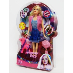 LALKA 11,5 PATI GLAMOUR zgin.W DŻINSOWEJ SPÓDNICY +KONIK - 3