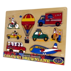 DREWNIANA UKŁADANKA BALON I POJAZDY Z BOLCAMI +12m (GXP-523793) - 1