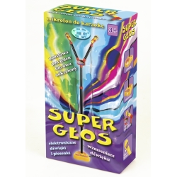 MIKROFON PODWÓJNY 'SUPER GŁOS' ZE STATYWEM NA BATERIE (00240) - 1