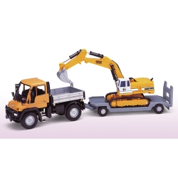 WELLY 1:32 CIĘŻARÓWKA UNIMOG U400 Z KOPARKĄ - 1