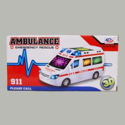Ambulans ze światłami 3D na baterie w pudełku 21cm - 2