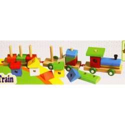 Drewniany pociąg z klockami w pudełku 39x6x6cm - 3