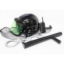 Zestaw policjanta z kaskiem SWAT +akcesoria w siatce - 1