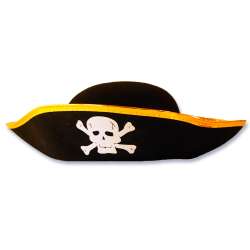 Zestaw pirata -kapelusz filcowy, pistolet, opaska (78386) - 1