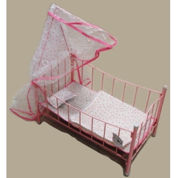 ŁÓŻECZKO METALOWE Z BALDACHIMEM W PUDEŁKU 50x31cm - 1