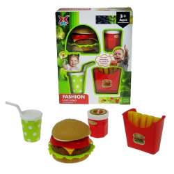 Zestaw fast food z kubeczkiem, sosem, hamburger, frytki (HNS07) - 1