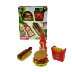 Zestaw fast food z keczupem, hot-dogiem, hamburgerem-ukł (HNS08) - 1