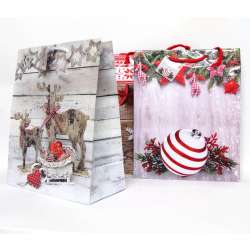 Torba papierowa 1 szt. wzory świąteczne lub całoroczne 32x26cm - 14