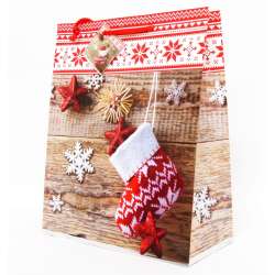 Torba papierowa 1 szt. wzory świąteczne lub całoroczne 32x26cm - 26