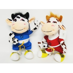 PLUSZ KRÓWKA-PIŁKARZ W CZERWONYM/ NIEBIESKIM STROJU 27cm - 2