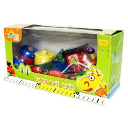 DREWNIANY POCIĄG Z KLOCKAMI w pudełku 23cm - 1