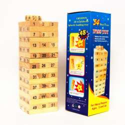 Wieża drewniana -gra zręczn. naturalna z cyframi 24cm - 1