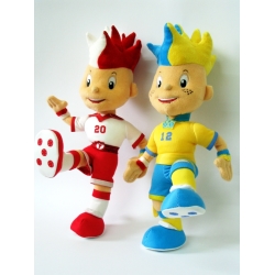 PLUSZ -2 MASKOTKI SŁAWEK I SLAVKO 24cm OFICJALNE MASKOTKI EURO 2012 - 2