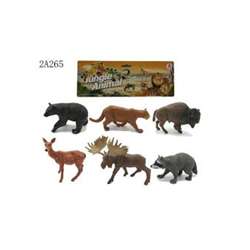 Zwierzęta dzikie 6szt. 10-12cm niedźwiedź, żubr,łoś,szop - 1