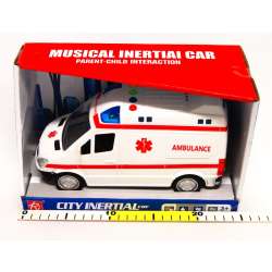 Ambulans 22cm Karetka 4 przyciski z dźwiękami, koło zama - 3