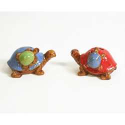 Skarbonka ceramiczna Żółw z młodym (z zatyczką) 13cm - 3