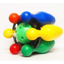 Kręgle plastikowe duże, kolorowe, 6 kręgli + duża kula - 3
