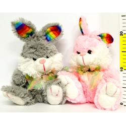 PLUSZ ZAJĄC SIEDZĄCY KOSMATY Z TĘCZOWYMI USZAMI 23cm (Z2071) - 1