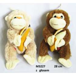 Plusz Małpa z głosem trzyma banana 26cm 2 kolory (M3227) - 2