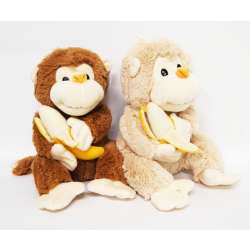 Plusz Małpa z głosem trzyma banana 26cm 2 kolory (M3227) - 1