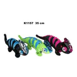 Plusz Kameleon z cekinami -3 kolory, 35cm (K1157) - 1