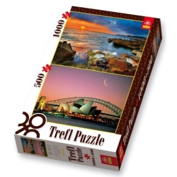 PUZZLE TREFL 1000+500 WYBRZEŻE HISZPANI / OPERA W SYDNEY (29100) - 1