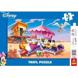 15 elementów ramka - Myszka Miki i przyjaciele "Plażowanie" - Puzzle TREFL - 1