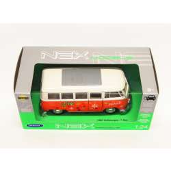 WELLY 1:24 Volksvagen T1 Bus Love&Peace pomarańczowy - 1