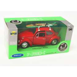 Welly 1:34 Volkswagen Beetle z deską surfingową-czerwony - 1