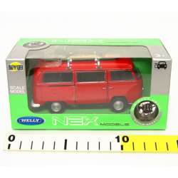 Welly 1:34 VW Volkswagen T2 bus z deską surfingową-czerw - 3