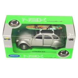 Welly 1:34 Citroen 2CV z deską na dachu -srebrny - 1