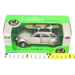 Welly 1:34 Citroen 2CV z deską na dachu -srebrny - 2