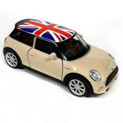 Welly 1:34 New Mini Hatch - kremowy z flagą brytyjską - 1
