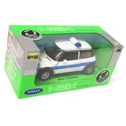 Welly 1:34 Mini Cooper Policja -biały z niebieskim paski - 1