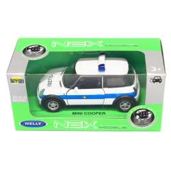 Welly 1:34 Mini Cooper Policja -biały z niebieskim paski - 2